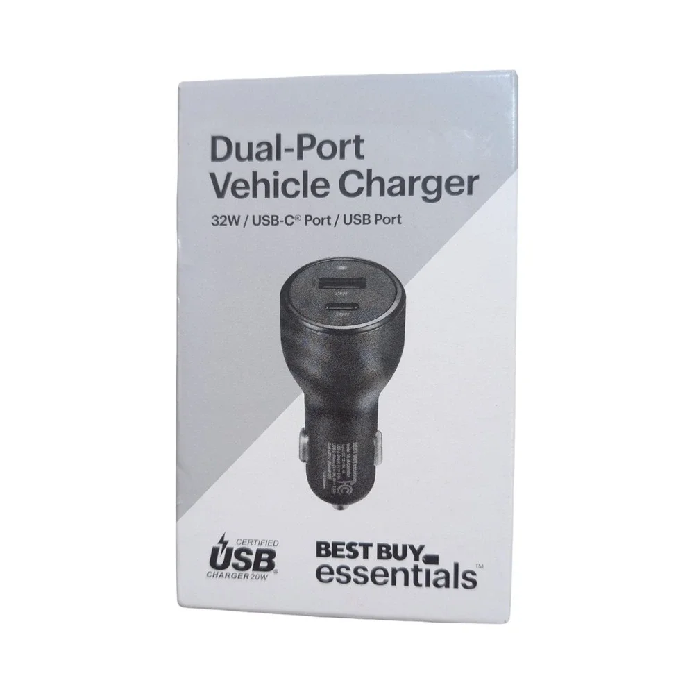 U7-V Best Buy 32 W Vehicle Charger with 1 USB-C & 1 USB Port Black (Lot Of 4) ⬇️